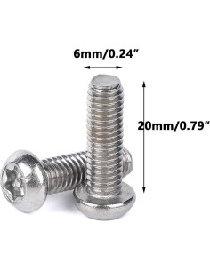 Tornillos de Seguridad Antirrobo Torx Acero Inoxidable M6x20mm 20Pcs 2