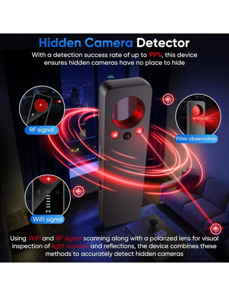Detector de Cámaras Ocultas DQKK G007-02 - 7 en 1, Negro