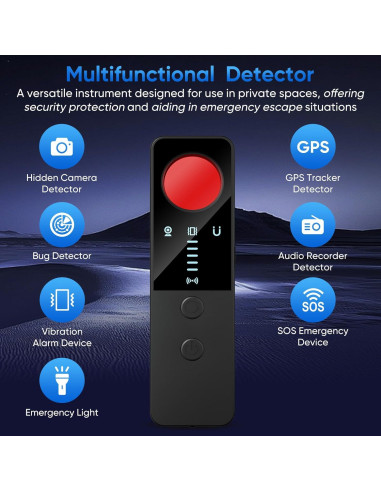 Detector de Cámaras Ocultas DQKK G007-02 - 7 en 1, Negro