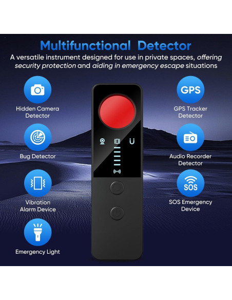 Detector de Cámaras Ocultas DQKK G007-02 - 7 en 1, Negro