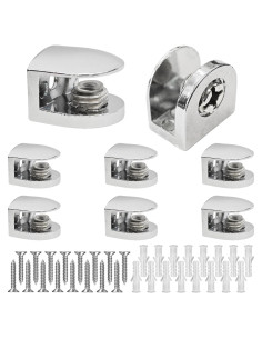 8 Soportes de Estante de Vidrio Ajustables Runseaway 6-8mm Cromo