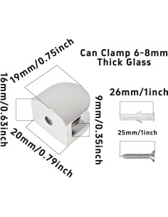 8 Soportes de Estante de Vidrio Ajustables Runseaway 6-8mm Cromo 2