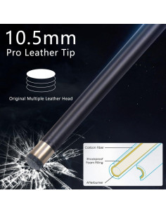 Taco de Billar CUPPA de Arce Canadiense y Fibra de Carbono 147.32cm 2