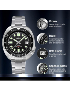 Reloj Automático Heimdallr 44mm Acero Inoxidable Luminiscente 2