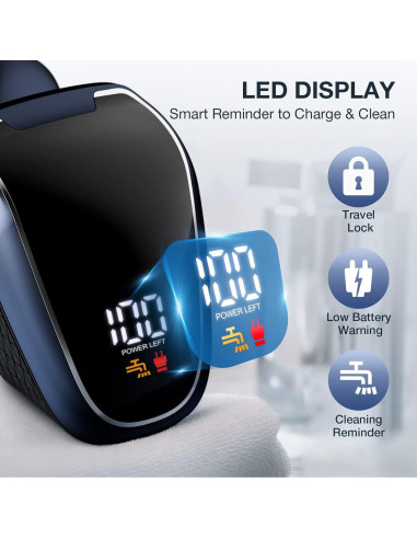 Afeitadora Eléctrica Wyklaus 7D para Cabeza Calva - Kit 5 en 1