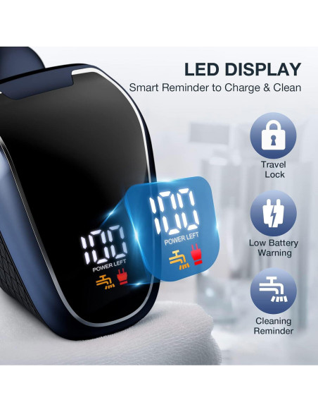 Afeitadora Eléctrica Wyklaus 7D para Cabeza Calva - Kit 5 en 1