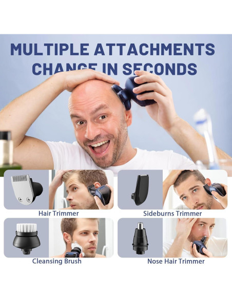 Afeitadora Eléctrica Wyklaus 7D para Cabeza Calva - Kit 5 en 1