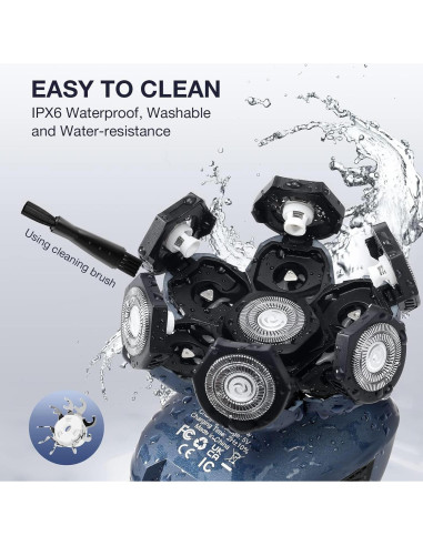 Afeitadora Eléctrica Wyklaus 7D para Cabeza Calva - Kit 5 en 1