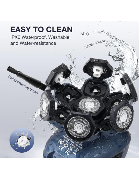 Afeitadora Eléctrica Wyklaus 7D para Cabeza Calva - Kit 5 en 1