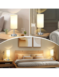 Lámpara de Mesa Táctil Dicoool 35.6cm con Carga USB-C y USB-A 2