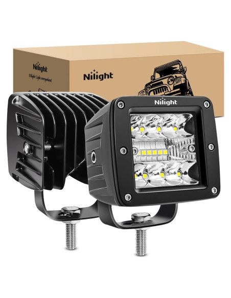 Pods LED Nilight 42W 3" Luz Spot Flood 2Pcs para Off Road