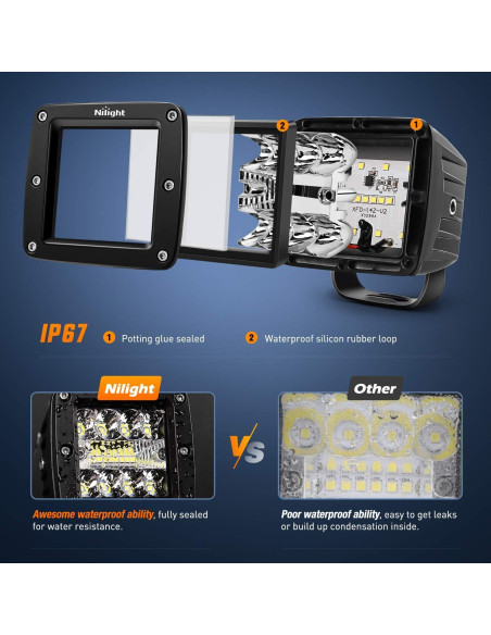 Pods LED Nilight 42W 3" Luz Spot Flood 2Pcs para Off Road