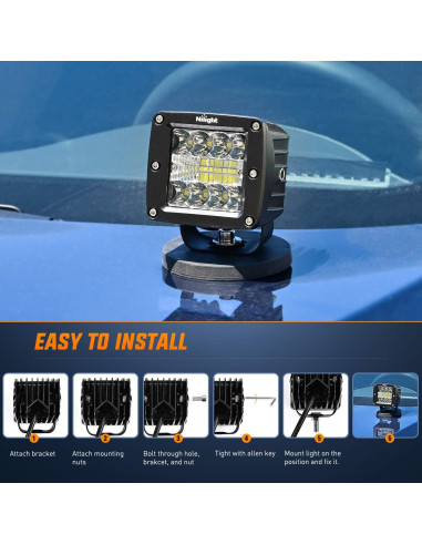 Pods LED Nilight 42W 3" Luz Spot Flood 2Pcs para Off Road