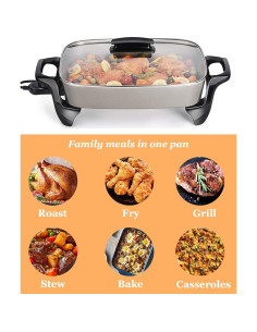 Sartén Eléctrica Nozaya 40.64 cm Cerámica Gris Multifuncional 2