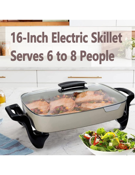 Sartén Eléctrica Nozaya 40.64 cm Cerámica Gris Multifuncional