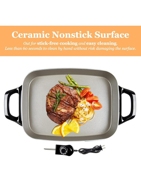 Sartén Eléctrica Nozaya 40.64 cm Cerámica Gris Multifuncional