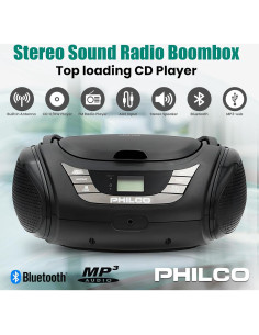 Boombox Bluetooth Portátil Philco con Reproductor de CD y Radio FM 2