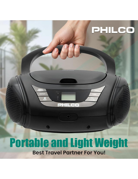 Boombox Bluetooth Portátil Philco con Reproductor de CD y Radio FM