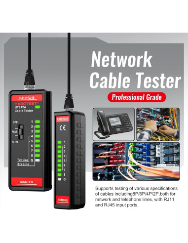 Probador de Cable de Red HABOTEST HT812A RJ45 RJ11 60V