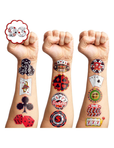 Tatuajes Temporales de Casino Genérico - 8 Hojas, 96 PCS