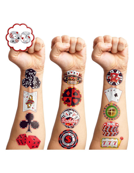 Tatuajes Temporales de Casino Genérico - 8 Hojas, 96 PCS