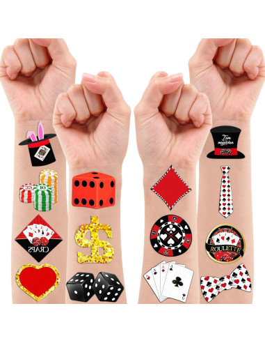 Tatuajes Temporales de Casino Genérico - 8 Hojas, 96 PCS