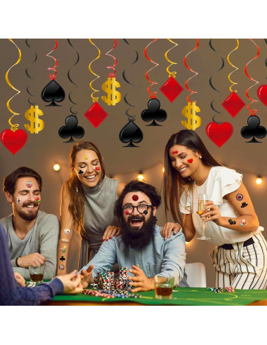 Tatuajes Temporales de Casino Genérico - 8 Hojas, 96 PCS