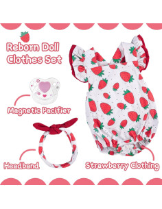 Conjunto Ropa Muñeca Reborn BABESIDE 17-22 Pulgadas Fresas 2