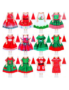 12 Conjuntos Ropa de Muñeca Navidad 15 cm - Atuendos Festivos