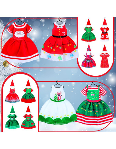 12 Conjuntos Ropa de Muñeca Navidad 15 cm - Atuendos Festivos