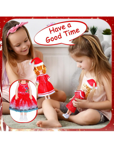 12 Conjuntos Ropa de Muñeca Navidad 15 cm - Atuendos Festivos