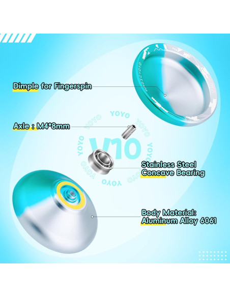 Yo-yo Profesional YOSTAR V10 No Responsivo Azul Plateado
