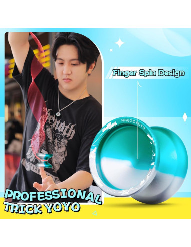 Yo-yo Profesional YOSTAR V10 No Responsivo Azul Plateado