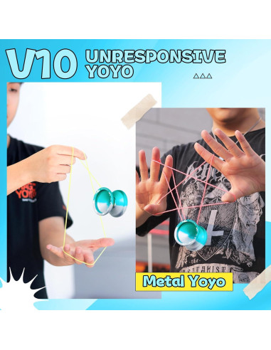 Yo-yo Profesional YOSTAR V10 No Responsivo Azul Plateado
