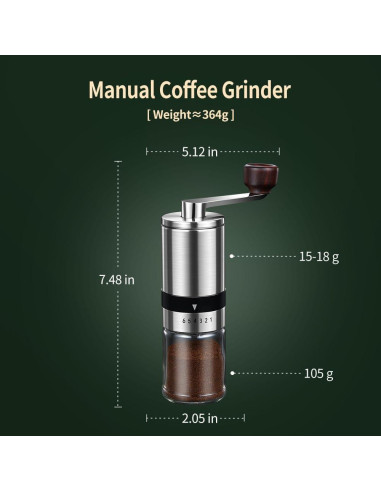 Molino de Café Manual BOMANSI BOMS - 6 Niveles Ajustables