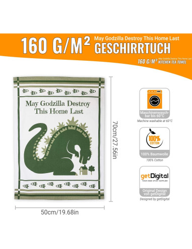Paño de Cocina Godzilla 50x70 cm Algodón Reutilizable GetDigital