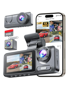 Cámara Dash 3 Canales Veqotya 1080P con WiFi y 32GB