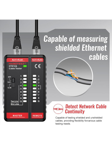 Probador de Cable de Red HABOTEST HT812A RJ45 RJ11 60V