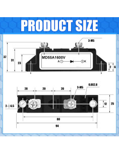 Diodo Solar Yexiya MD 55A-16, 2 Pcs, 1600V, 50A, Anti Inverso 2