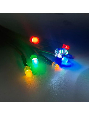 Kit 50 LEDs 12V Pre Cableados 3mm Difusos - 5 Colores