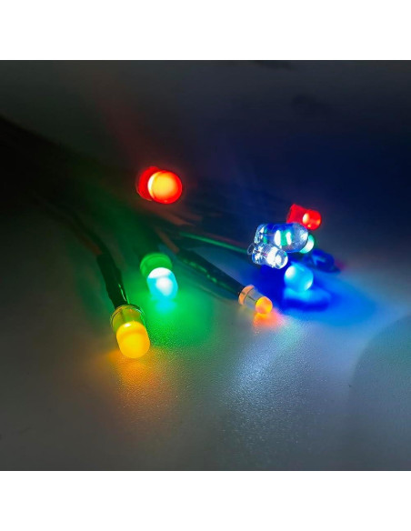 Kit 50 LEDs 12V Pre Cableados 3mm Difusos - 5 Colores