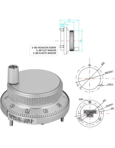 Codificador Rotativo Manual Yosoo 60mm 4 Terminales CNC