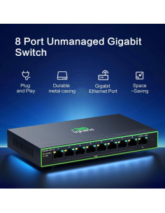 Interruptor PoE+ InHand ES220-8P-1T 9 Puertos 120W Metal 2