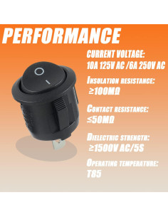Interruptor Rocker KCD1 10A 125V AC 6A 250V AC 2 Pines 2