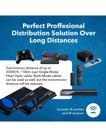 Extensor HDMI 4K OREI UHD-FO10-K hasta 10Km con audio IR