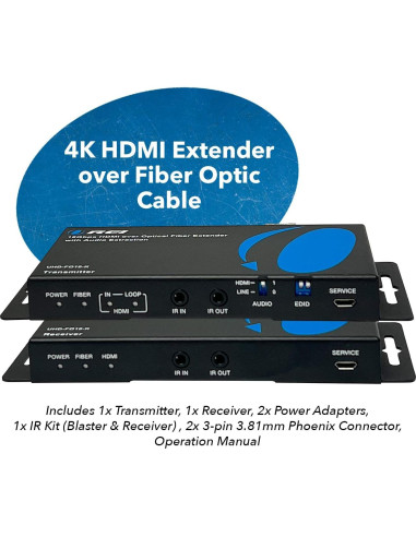 Extensor HDMI 4K OREI UHD-FO10-K hasta 10Km con audio IR