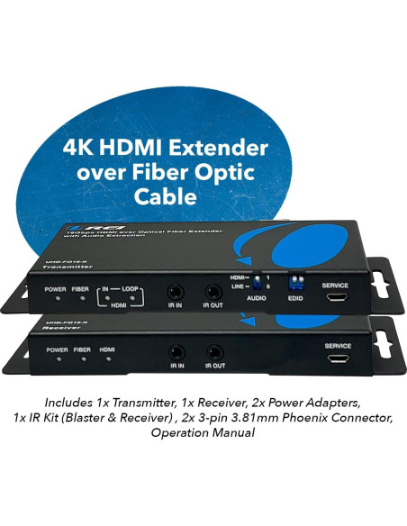 Extensor HDMI 4K OREI UHD-FO10-K hasta 10Km con audio IR
