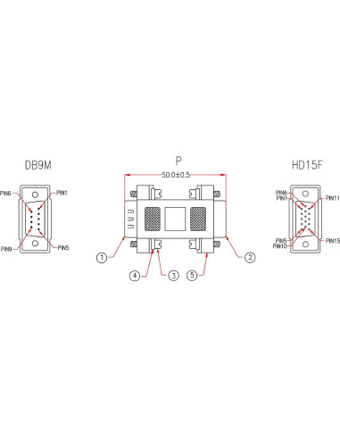 Adaptador DB9 Macho a HD15 Hembra VGA Cable Leader