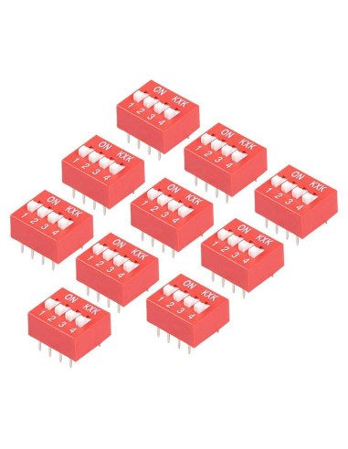 Interruptor DIP 4 Posiciones Rosa uxcell 10 Pcs 2.54mm