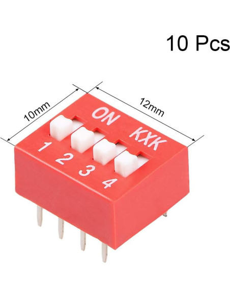 Interruptor DIP 4 Posiciones Rosa uxcell 10 Pcs 2.54mm